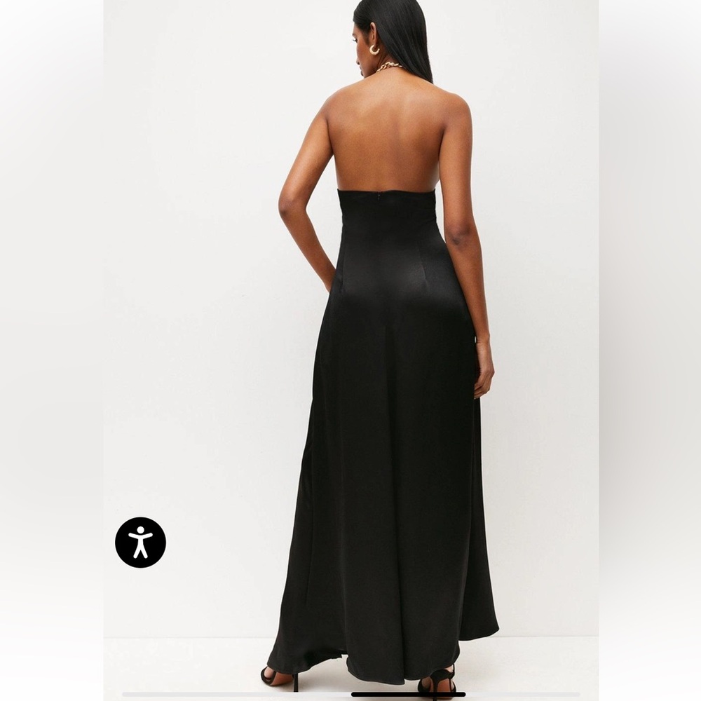 Karen Millen Satin Back Crepe Halter Maxi Dress - Picture 3 of 11